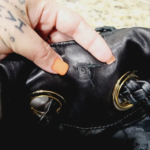 Michael Kors Black Leather Tote Bag Large With Braided Handles - Picture 13 of 14